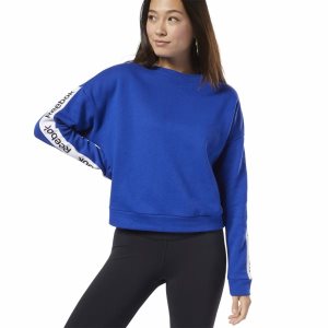 Bluza Damskie Reebok Training Essentials Logo Crew Niebieskie PL 74IYOTF